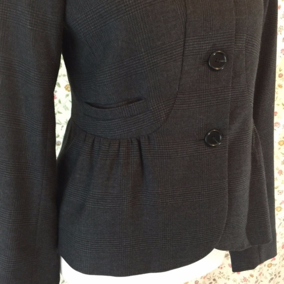 Ann Taylor Loft Dress Coat Grey Black Peplum - Picture 3 of 7